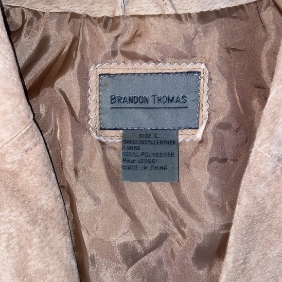 Brandon Thomas Vintage Look 100% Leather Jacket, floral accents, lined, size L - Picture 2 of 12